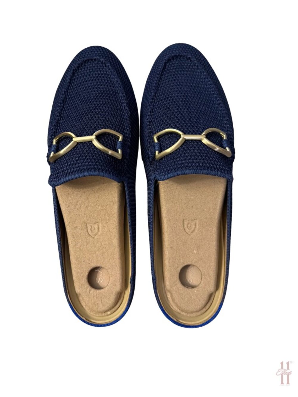 NEW Rothy's The Double Bit Loafer Mule - Blue Raffia Knit - Women's 9